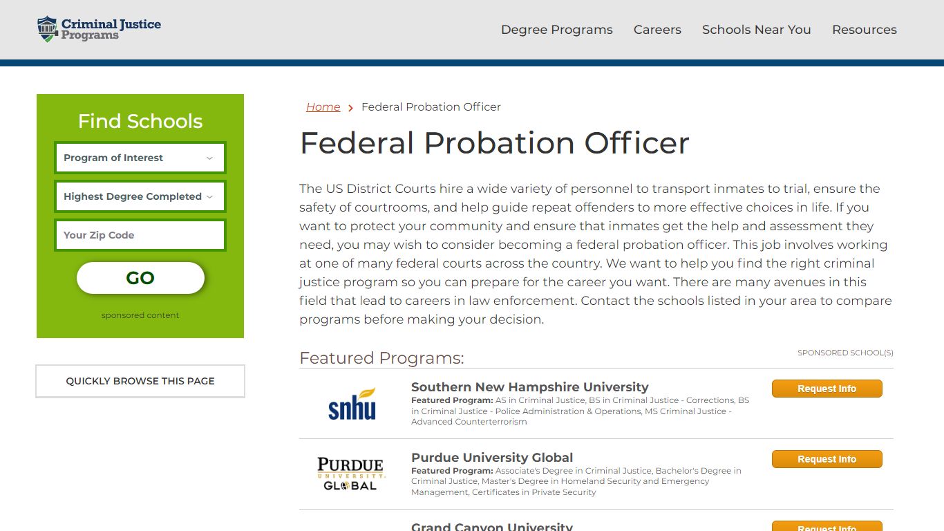 Become a Federal Probation Officer | CriminalJusticePrograms