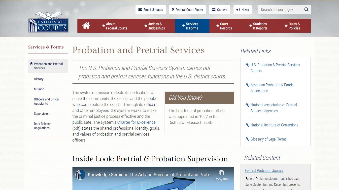 Probation and Pretrial Services | United States Courts